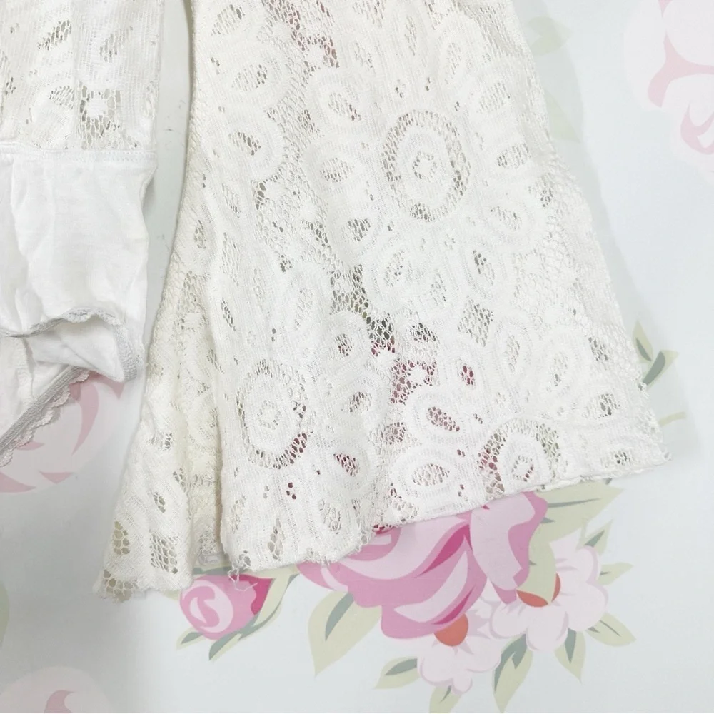 NEW Free People Intimately Better With Time Floral Lace Ivory Bodysuit Top S